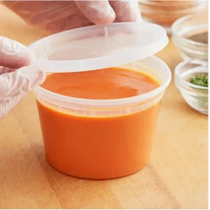16 oz. Microwavable Translucent Plastic Deli Container and Lid Combo Pack 2