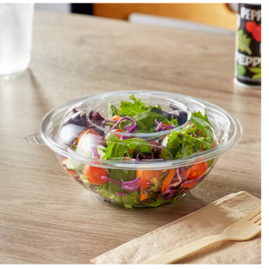 24 oz Clear Plastic Salad Bowl with Lid - 150Case