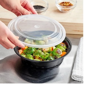 24 oz. Black Round Microwavable Heavy Weight Container with Lid – 150Case 2 24 oz. Black Round Microwavable Heavy Weight Container with Lid - 150Case 2