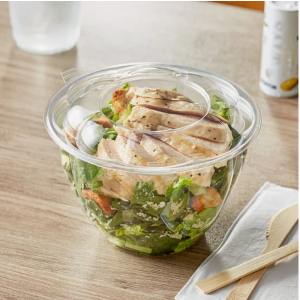 48 oz. Clear Plastic Salad Bowl with Lid - 150Case