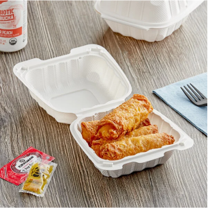 6 x 6 1-Compartment Microwaveable White Mineral-Filled Plastic Hinged Take-Out Container – 250Case 2 6 x 6 1-Compartment Microwaveable White Mineral-Filled Plastic Hinged Take-Out Container - 250Case 2
