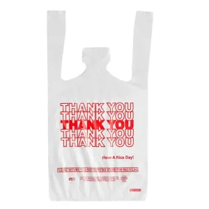 Small Size White Thank You Standard-Duty Plastic T-Shirt Bag 2 Small Size White Thank You Standard-Duty Plastic T-Shirt Bag 2