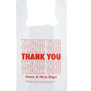 Standard Size White Thank You Plastic T-Shirt Bag Standard Size White Thank You  Plastic T-Shirt Bag